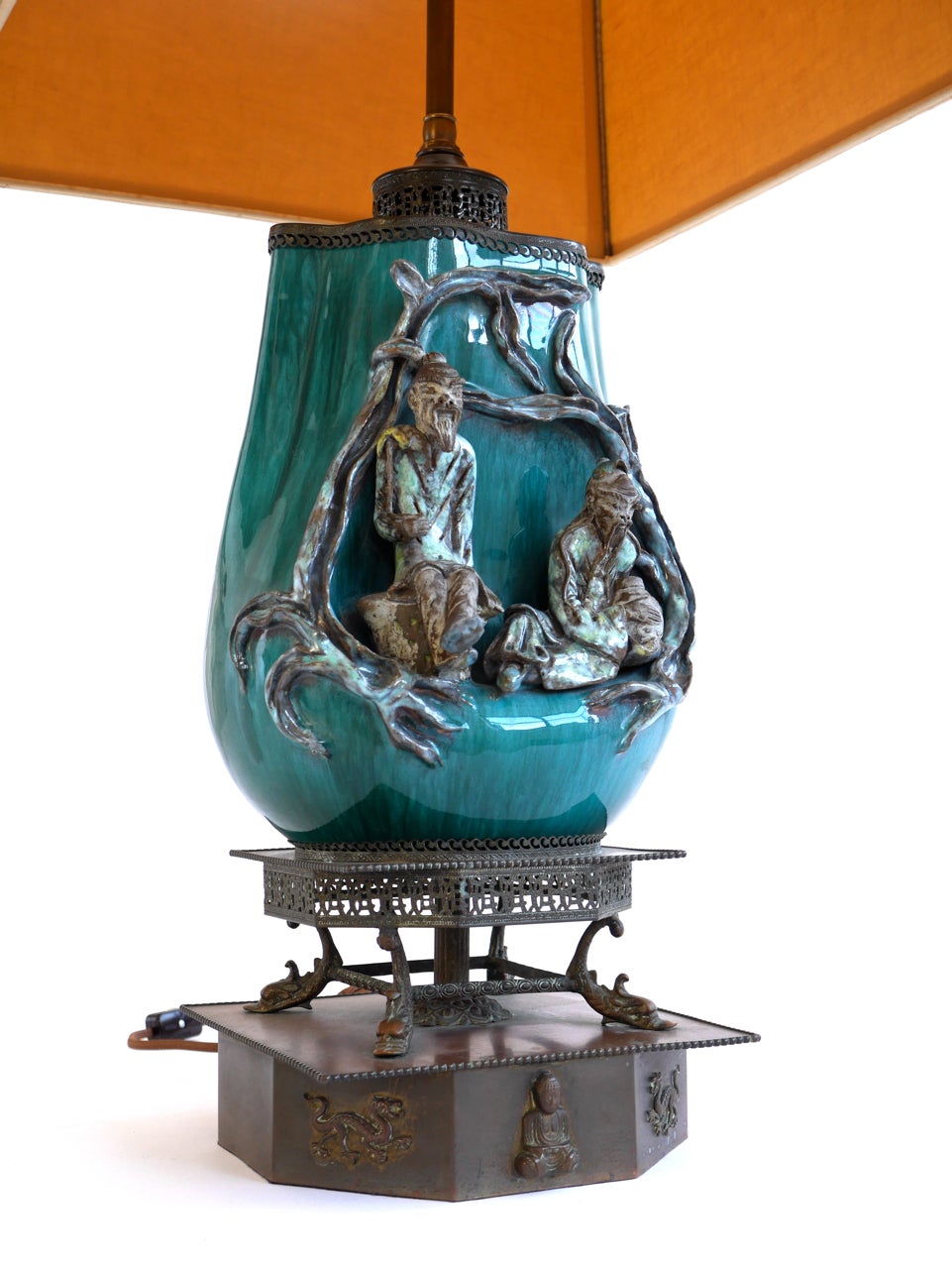Mid-20th Century Pair of Marcello Fantoni Chinese Scholars Table Lamps For Sale