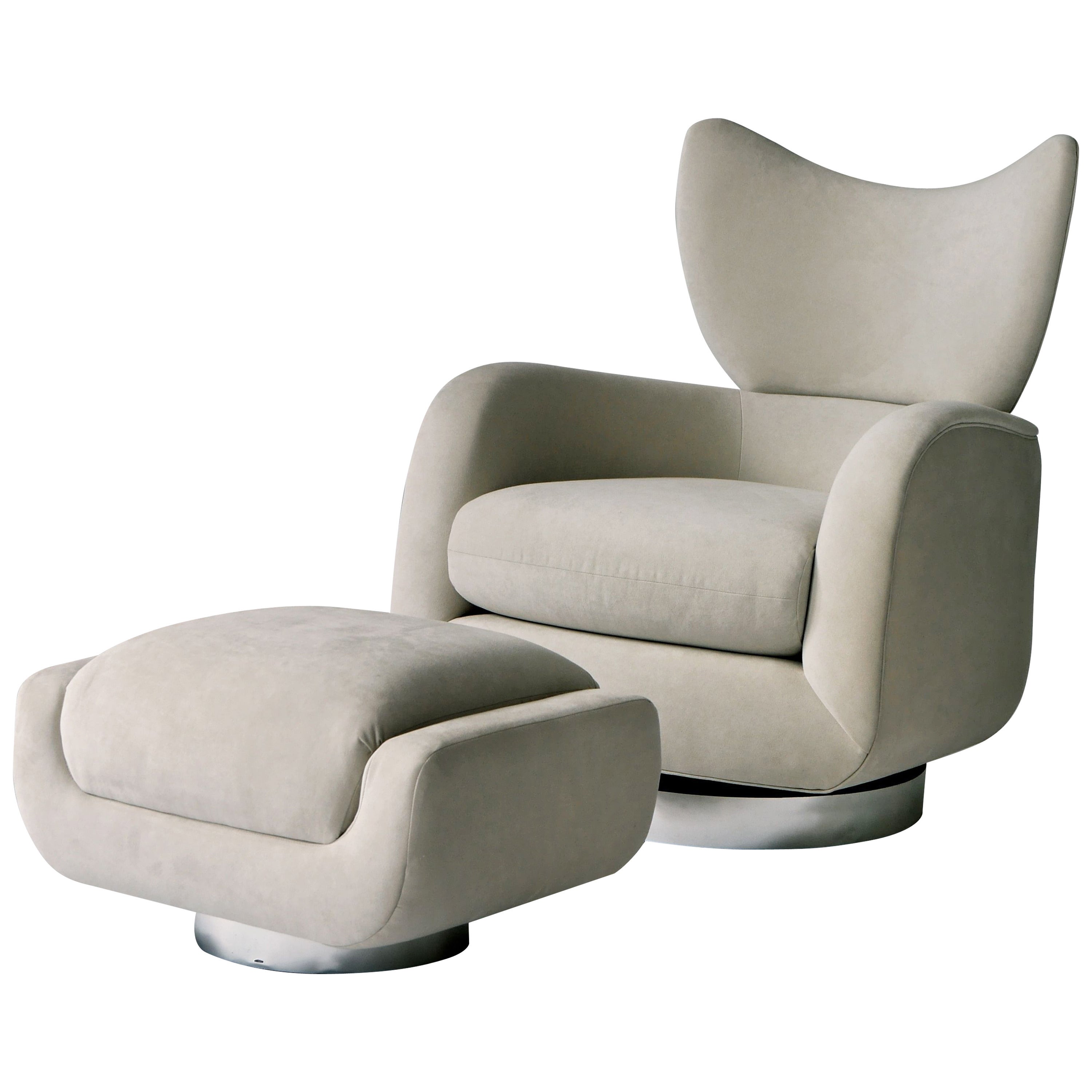 Vladimir Kagan Swivel Lounge Chair and Ottoman For Sale