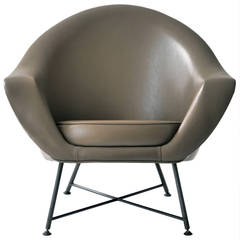 Petite French Leather Lounge Chair