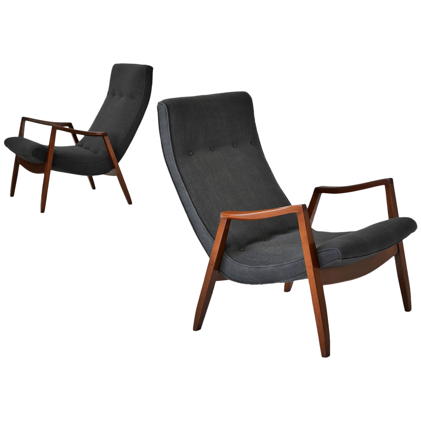 Milo Baughman Pair of Scoop Lounge Chairs For Sale