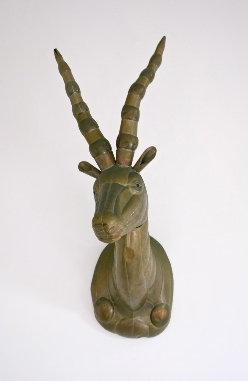 Large mixed metal stag wall-mounted sculpture by Mexican artist Sergio Bustamante.
