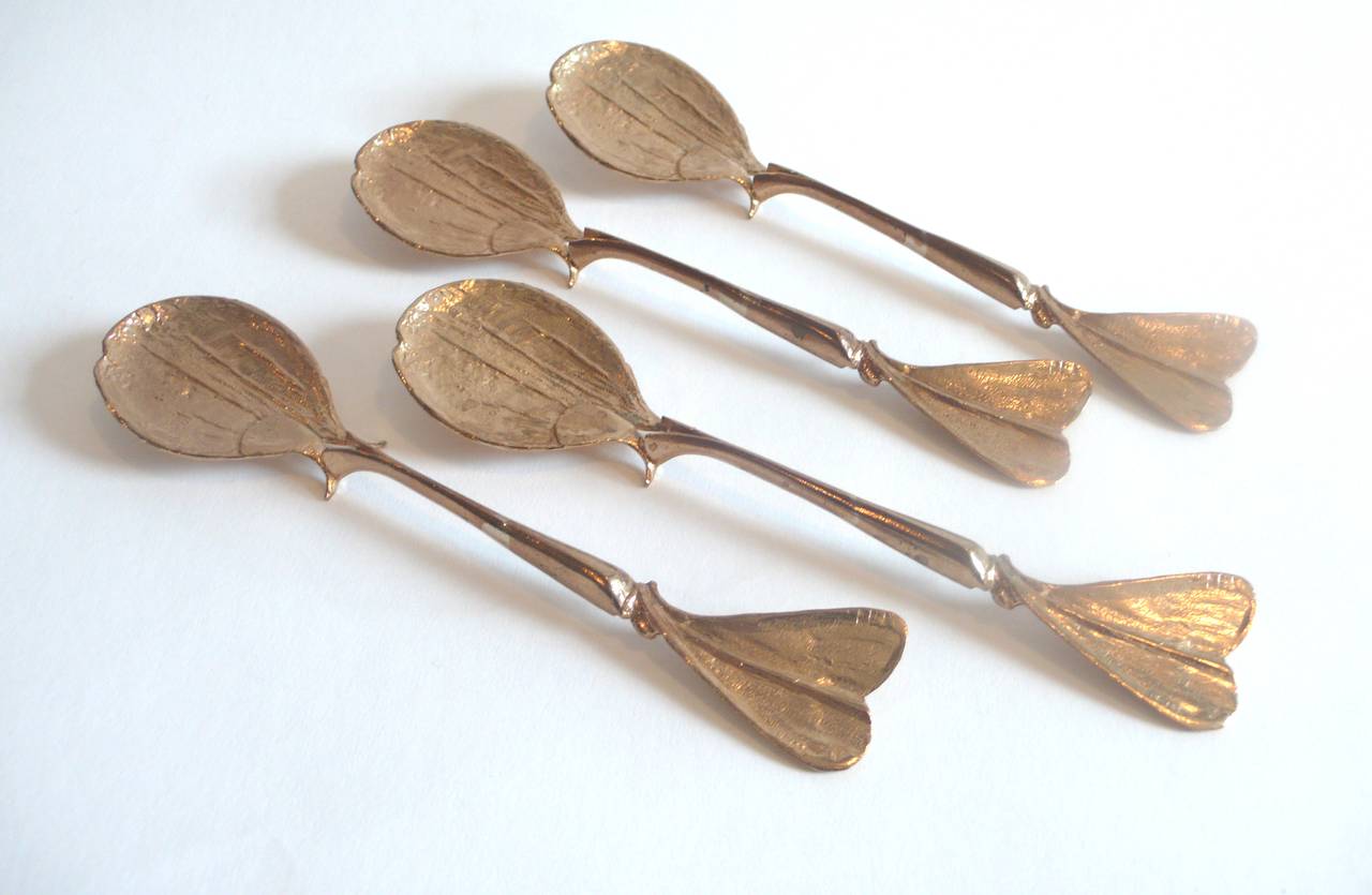 Set of four gilt bronze spoons by Claude Lalanne for Artcurial.
1991.