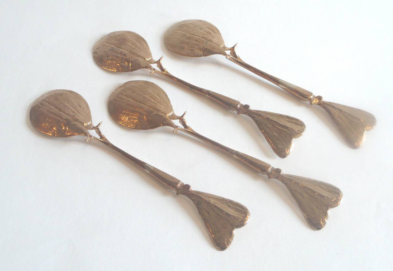 French Set of Four Gilt Bronze Spoons by Claude Lalanne for Artcurial For Sale