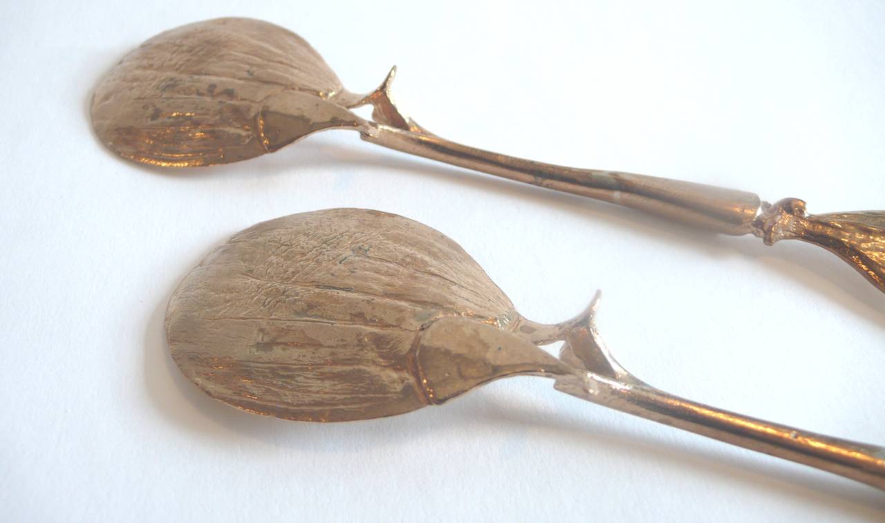 Set of Four Gilt Bronze Spoons by Claude Lalanne for Artcurial In Excellent Condition For Sale In New York, NY