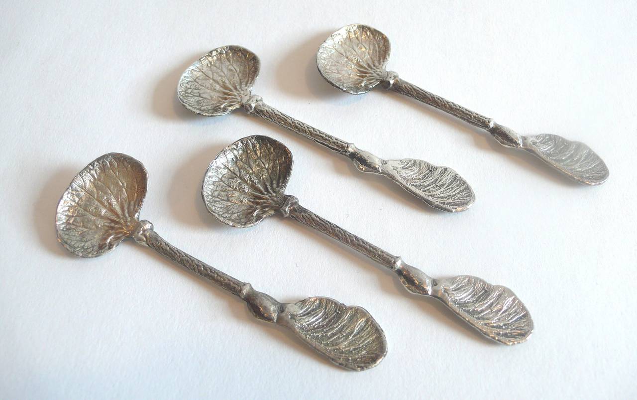French Set of Four Sterling Silver Spoons by Claude Lalanne For Sale