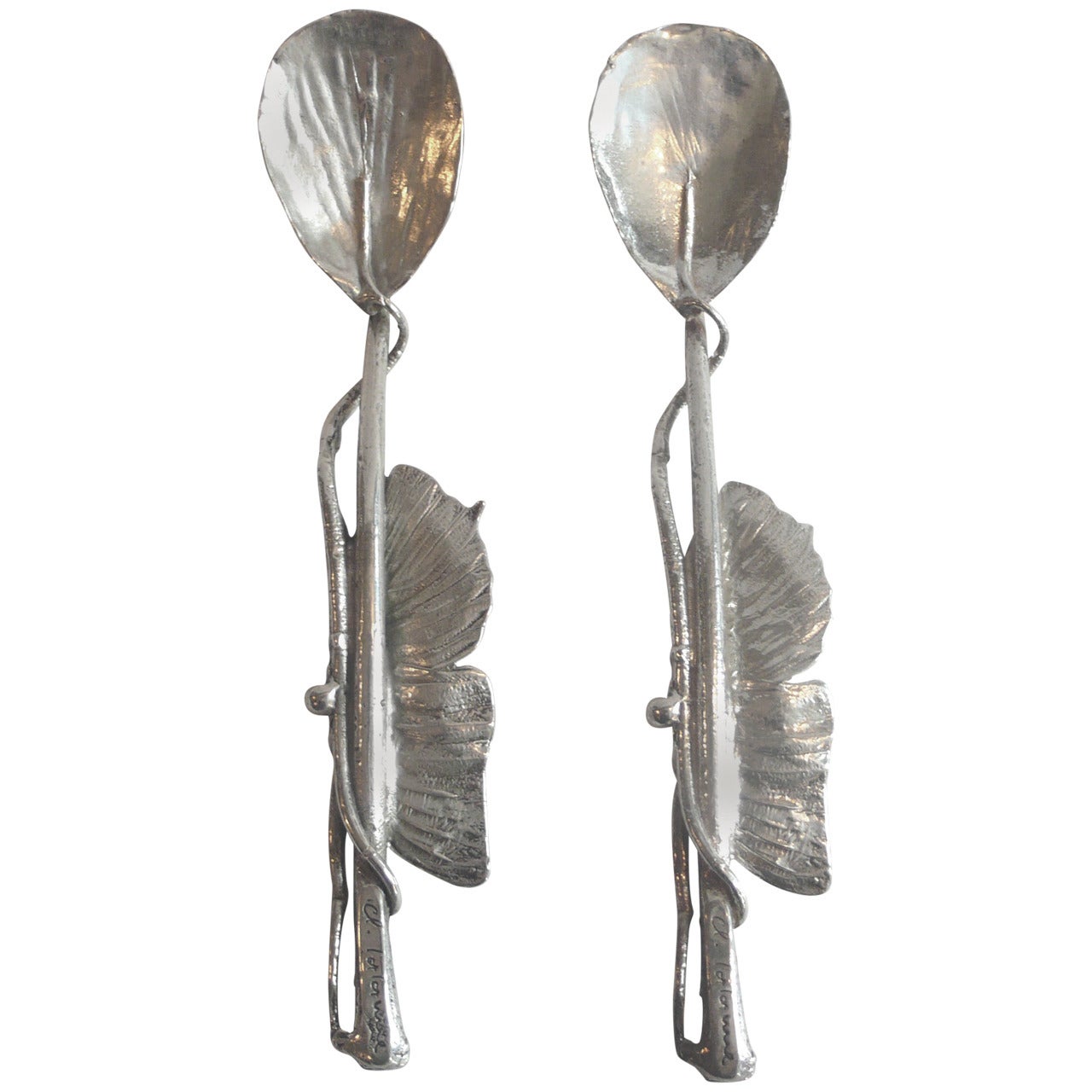 Pair of Claude Lalanne Sterling Silver Spoons For Sale
