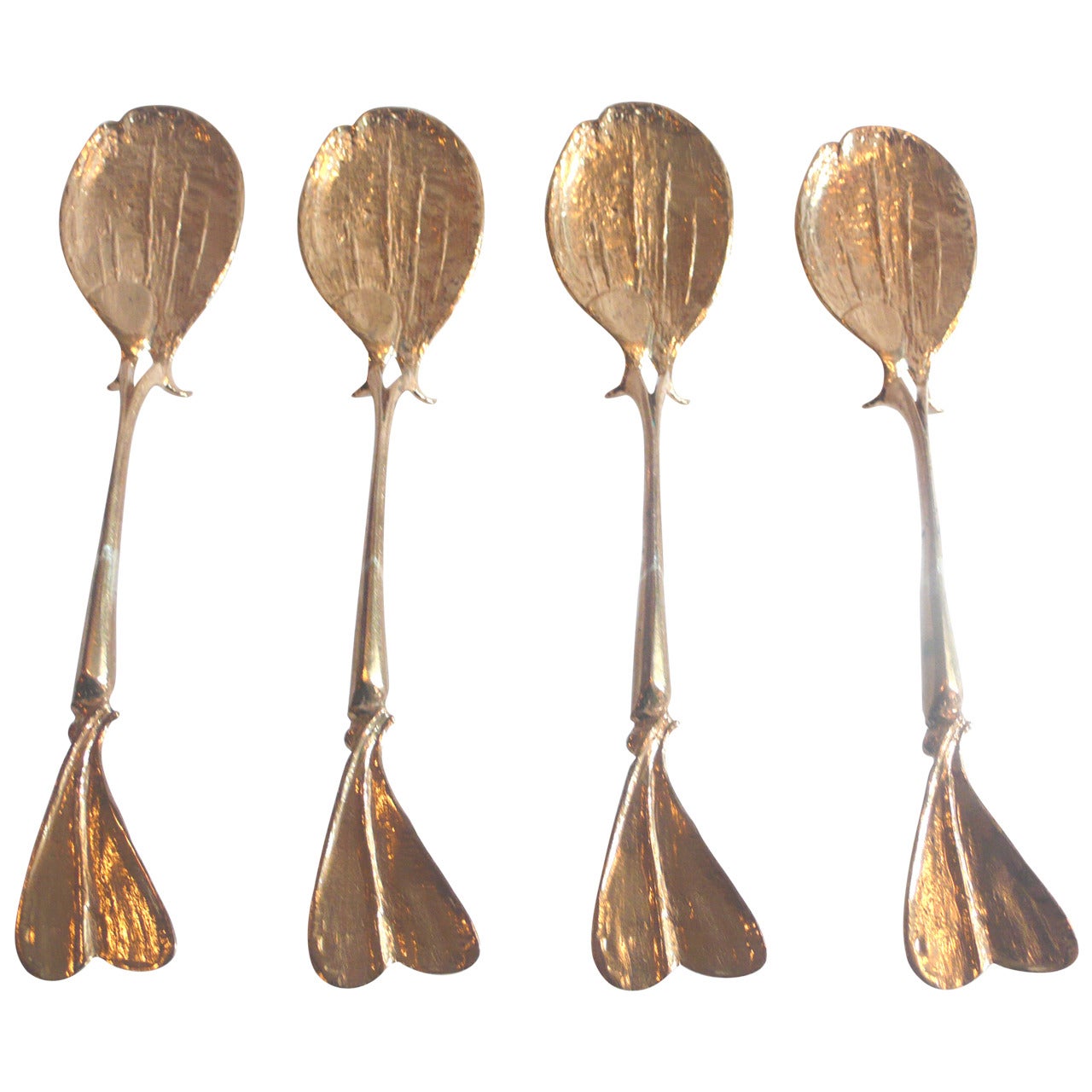Set of Four Gilt Bronze Spoons by Claude Lalanne for Artcurial For Sale