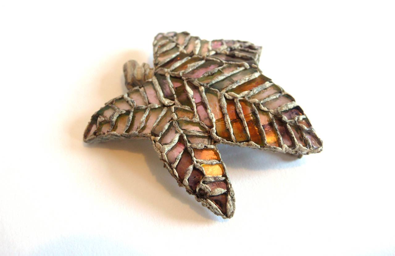 French Line Vautrin Talosel Leaf Brooch For Sale