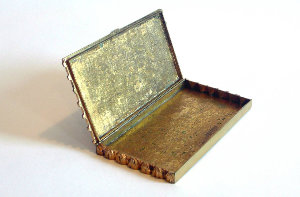 Ormolu Line Vautrin Gilt Bronze Box Cordages For Sale