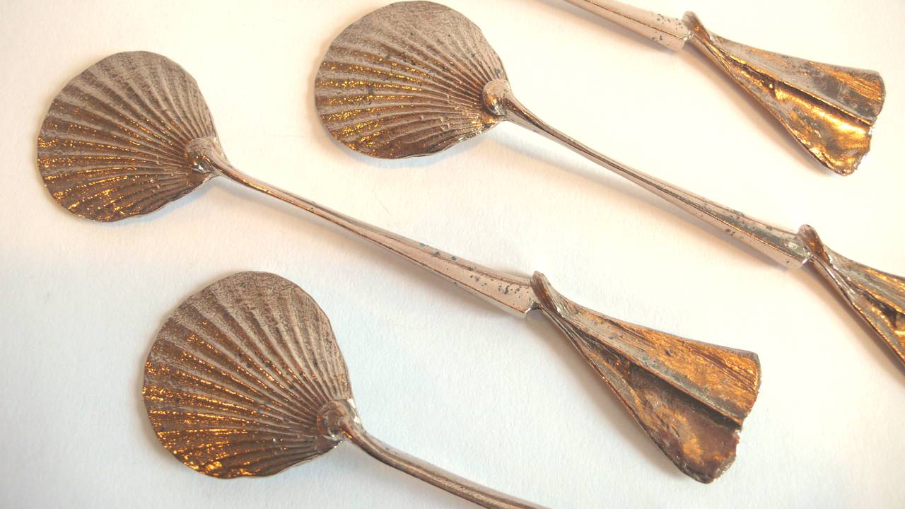 Late 20th Century Set of Four Gilt Bronze Spoons by Claude Lalanne for Artcurial For Sale