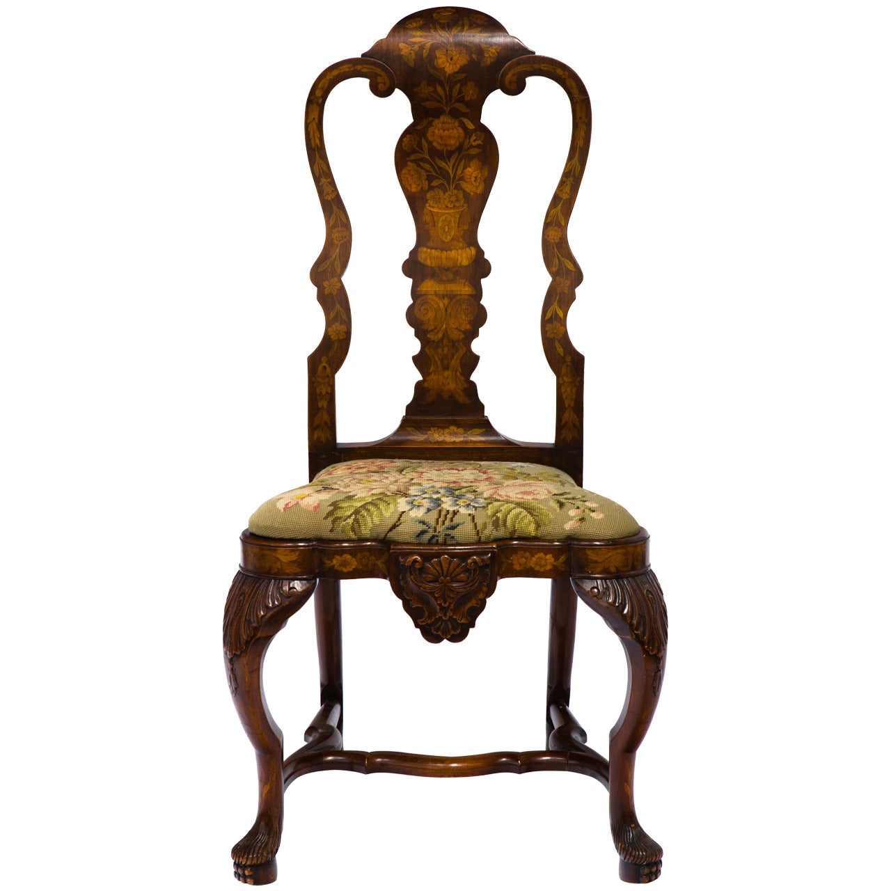 1920s Dutch Marquetry Side Chair