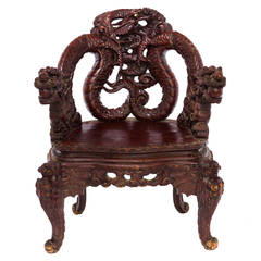 Early 20th Century Carved Japanese Dragon Chair