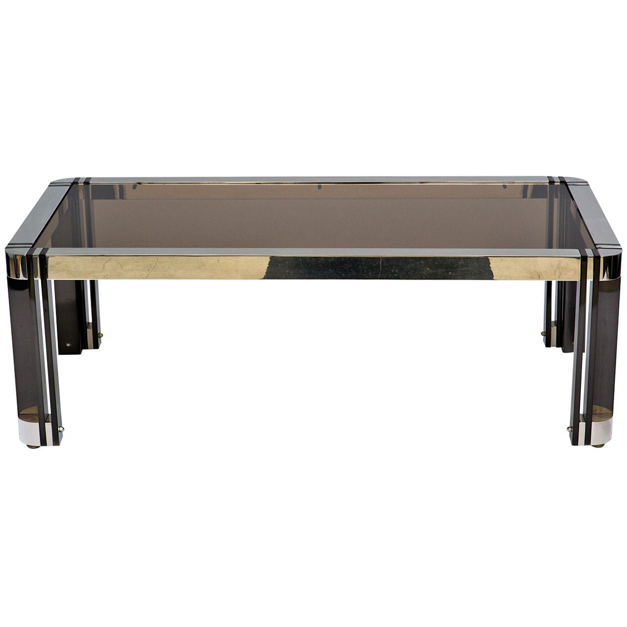 Gunmetal and Nickel Coffee Table in the Style of Karl Springer For Sale