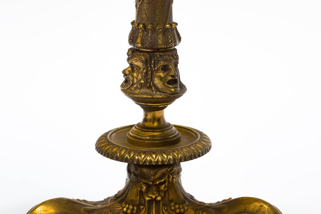 20th Century Pair Of Brass French Style Candelabra Table Lamps