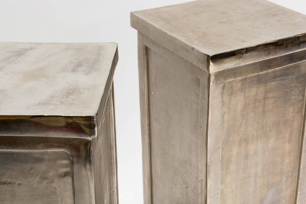 Contemporary Pair of Metal Alloy Pedestals