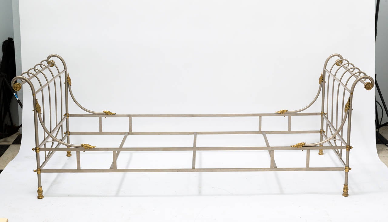 Maison Jansen Style Classical Steel and Brass Daybed 6