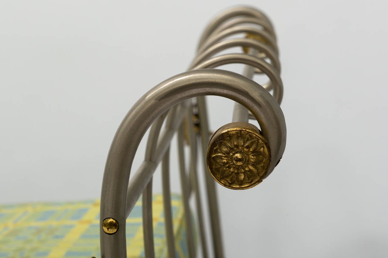 Late 20th Century Maison Jansen Style Classical Steel and Brass Daybed