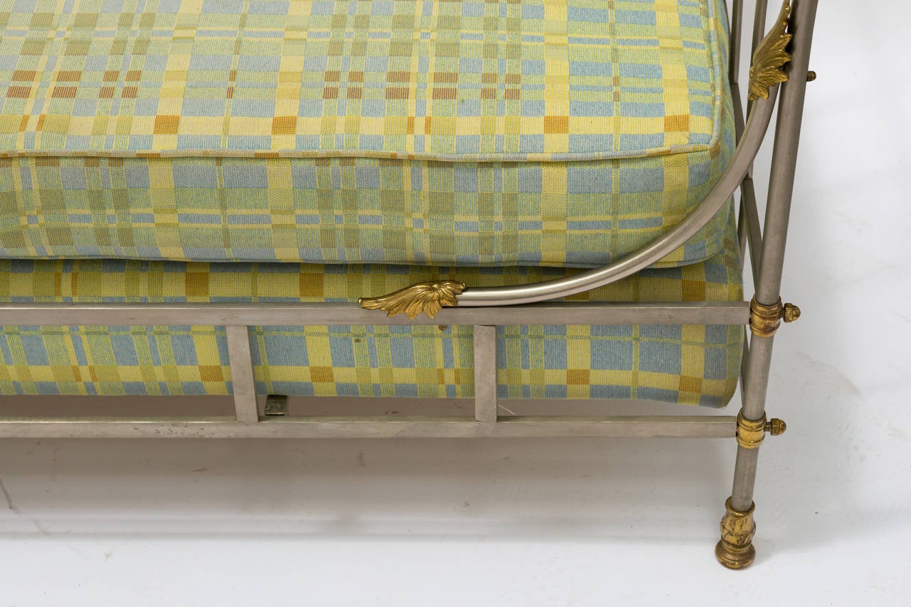Maison Jansen Style Classical Steel and Brass Daybed 1