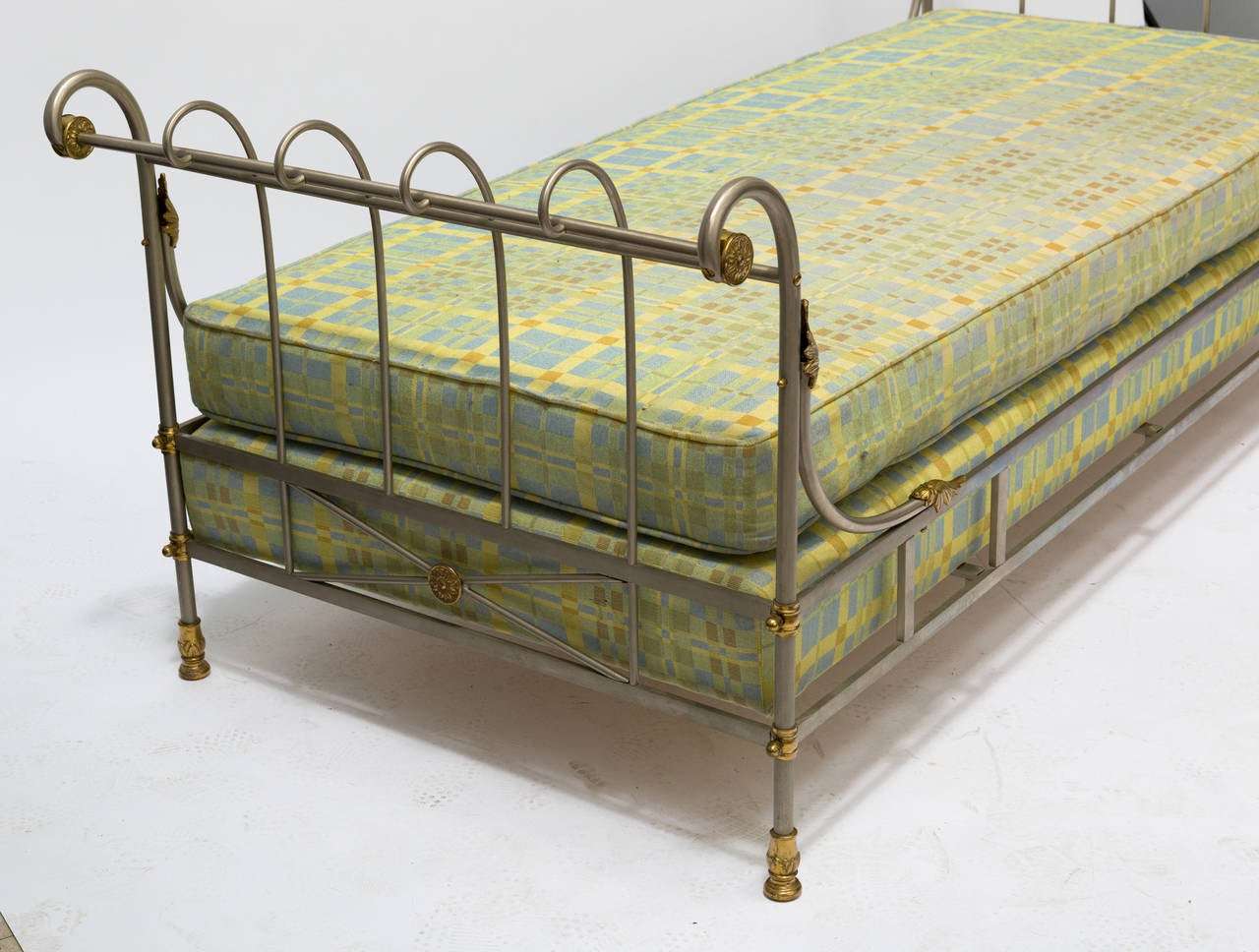 Maison Jansen Style Classical Steel and Brass Daybed 2