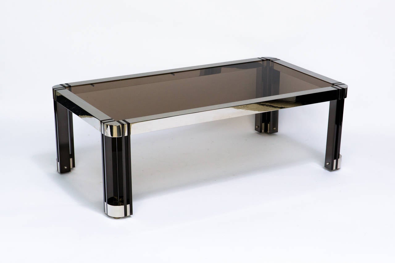 American Gunmetal and Nickel Coffee Table in the Style of Karl Springer For Sale