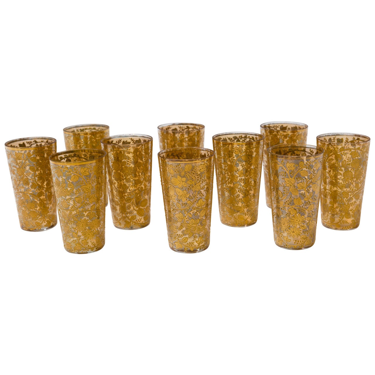 Set of 10  French Antique Glass Tumblers