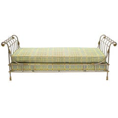 Maison Jansen Style Classical Steel and Brass Daybed