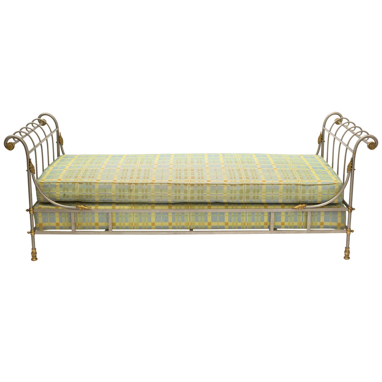 Maison Jansen Style Classical Steel and Brass Daybed