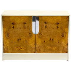 Milo Baughman Style Burl Front Cabinet Milo Baughman Style Burl Front Cabinet