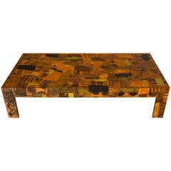 Brazilian Artist Signed Copper and Brass Patchwork Coffee Table