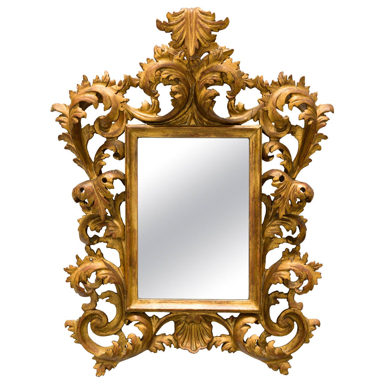 French Giltwood Rococo Style Wall Mirror For Sale at 1stdibs