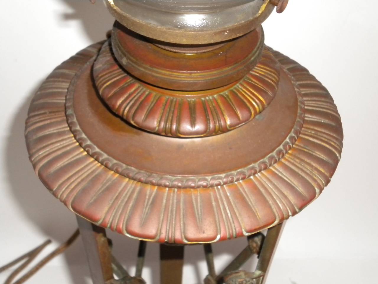 French Bronze 19th Century Converted Oil Lamp In Good Condition For Sale In Tarrytown, NY