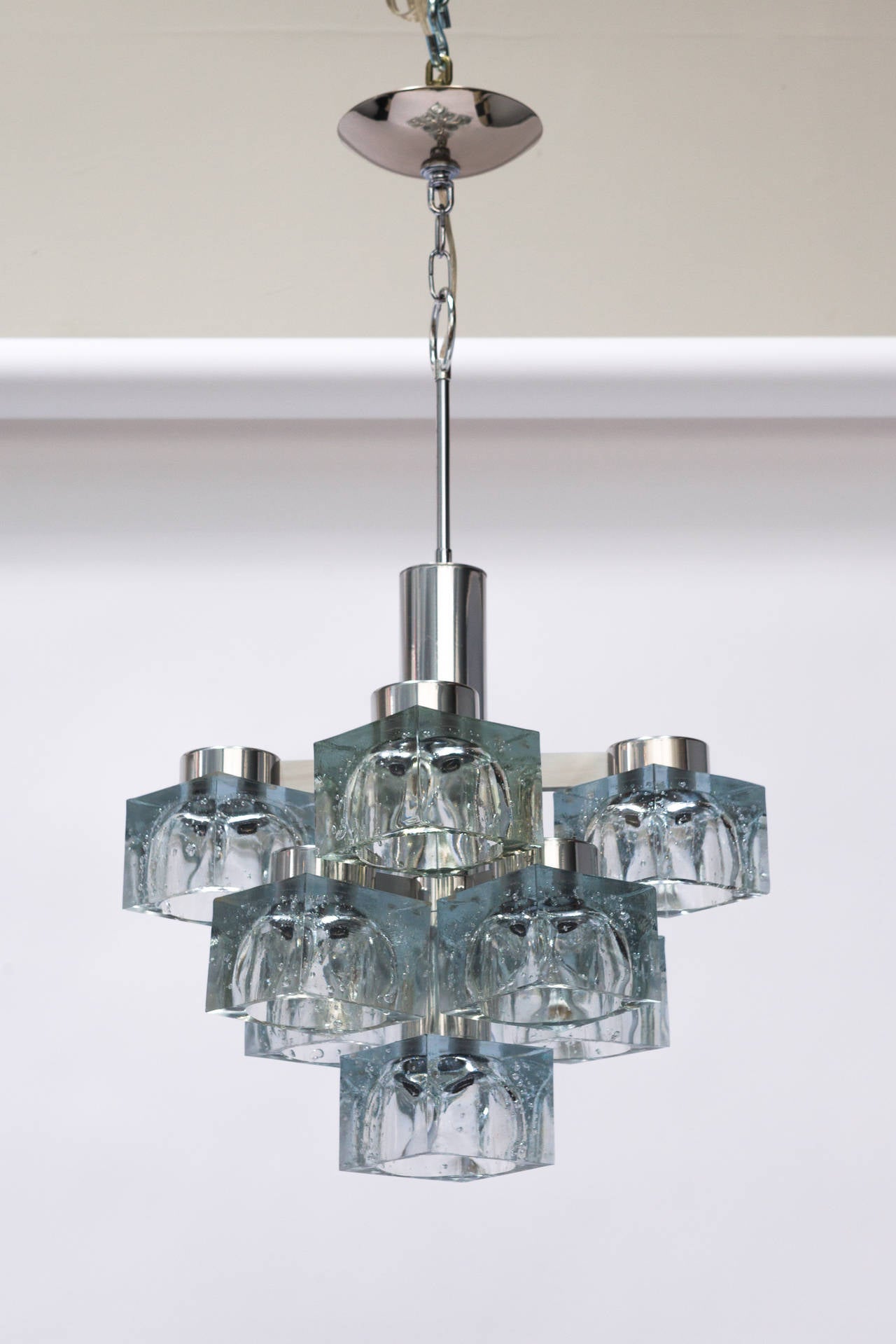 20ième siècle Gaetano Sciolari Ice Cube Chandelier for Lightolier en vente