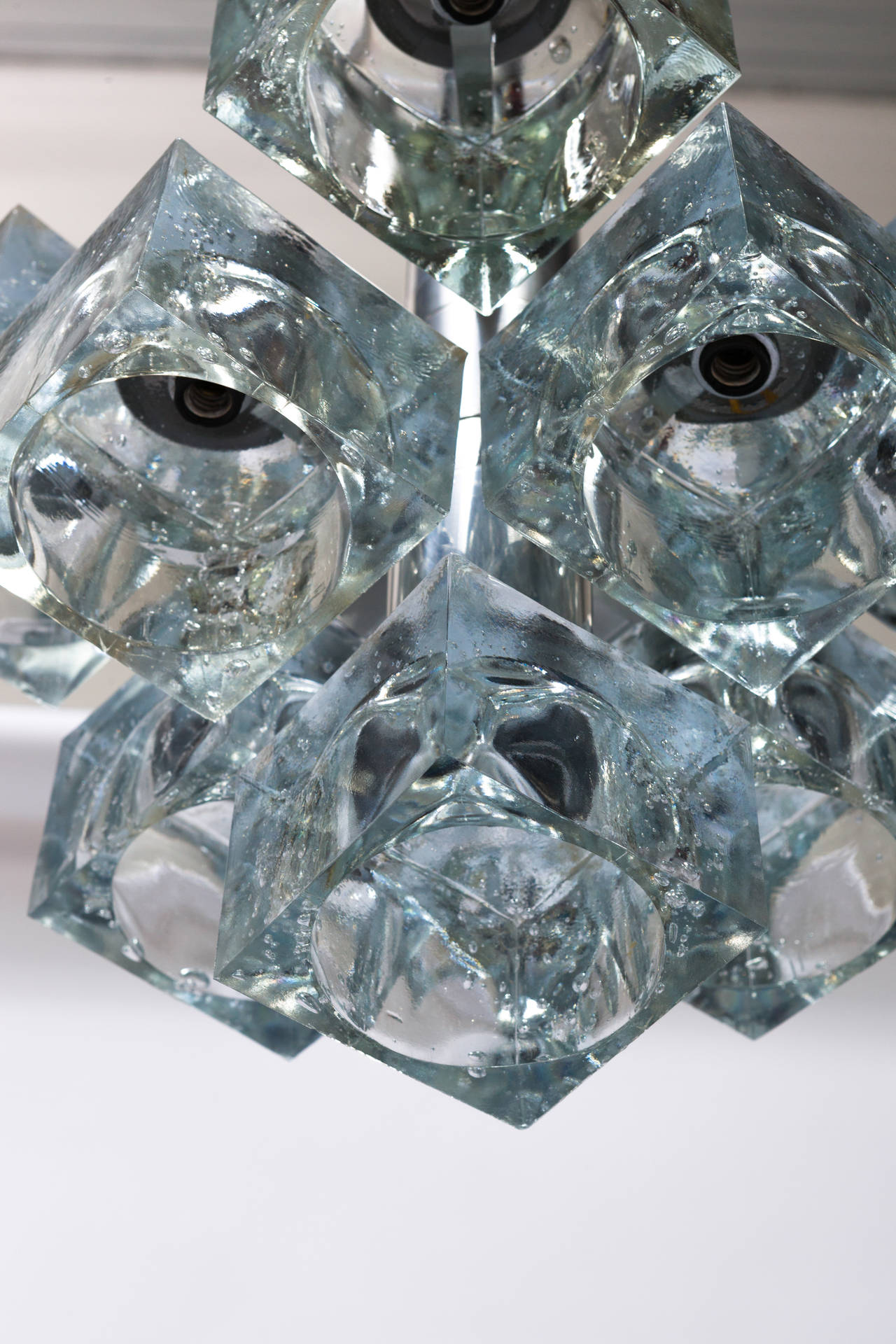 Murano Glass Gaetano Sciolari Ice Cube Chandelier for Lightolier For Sale