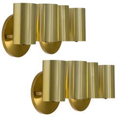 2 Pairs of Koch and Lowy Brass Cylindrical Sconces