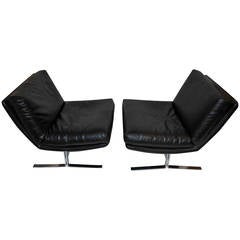 Pair of Milo Baughman Chrome Base Lounge Chairs
