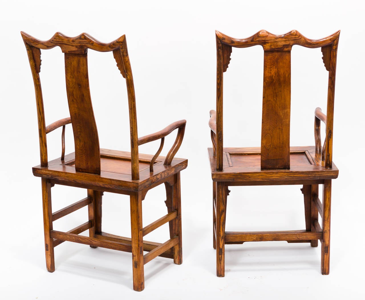 Pair of Japanese High Back Armchairs For Sale 2