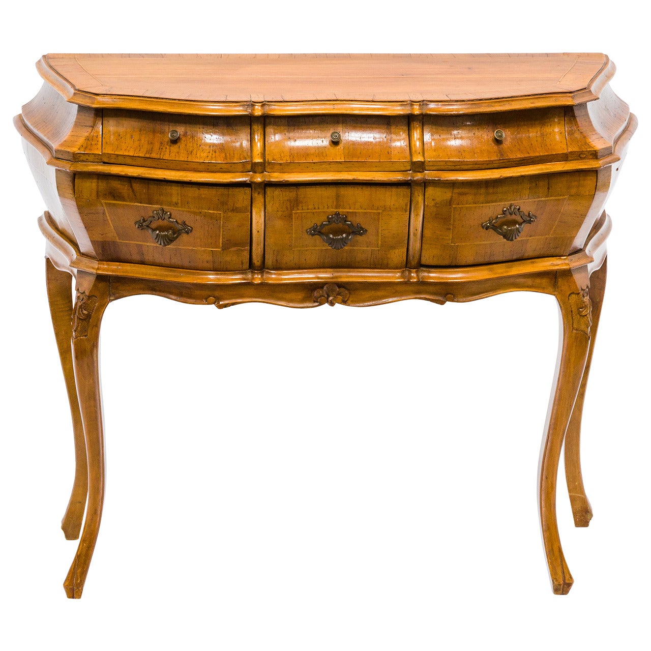 Italian Inlaid Olivewood Bombe Chest