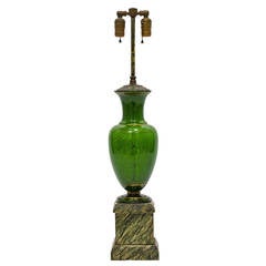 Venetian Glass Lamp on Faux Marble Wood Base
