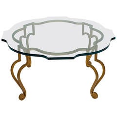 Italian Glass and Gilded Iron Coffee Table