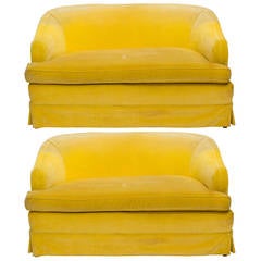 Pair of Shapely Upholstered Settees