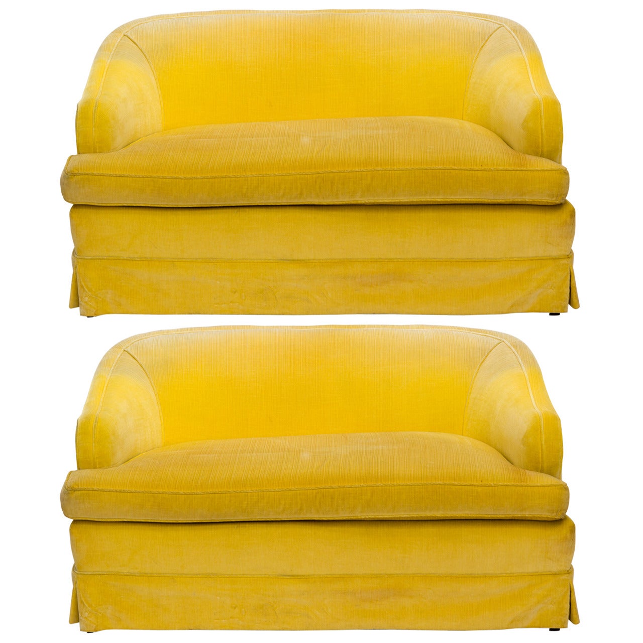 Pair of Shapely Upholstered Settees