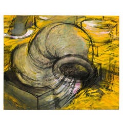 Large Yellow Abstract Painting 10