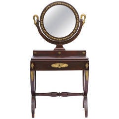 French Empire 19th Century Bronze and Mahogony Vanity Table