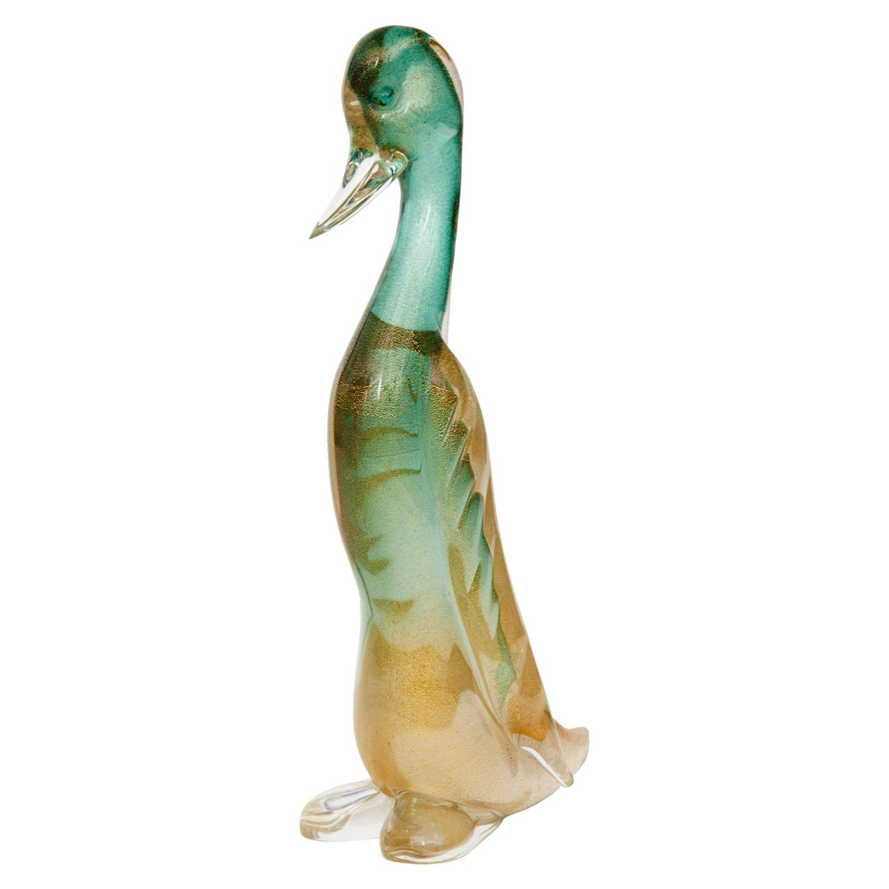Murano Glass Duck with Gold Leaf