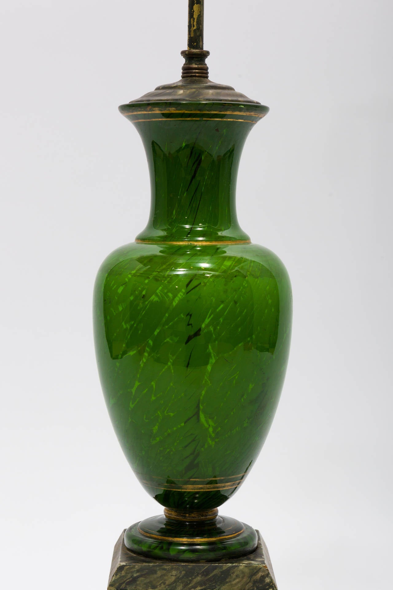 Glass Lamp on Faux Marble Wood Base at 1stDibs