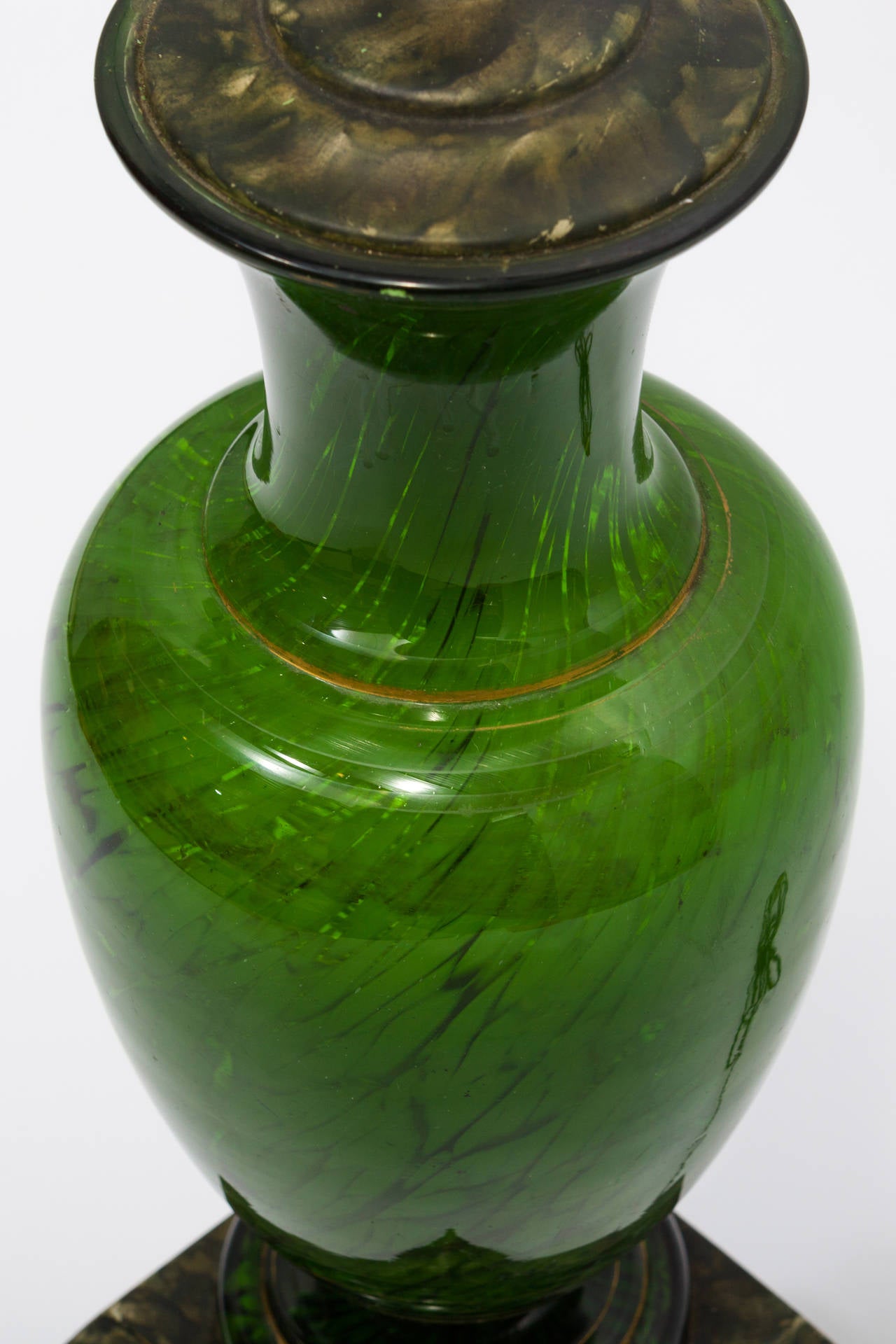 Glass Lamp on Faux Marble Wood Base at 1stDibs