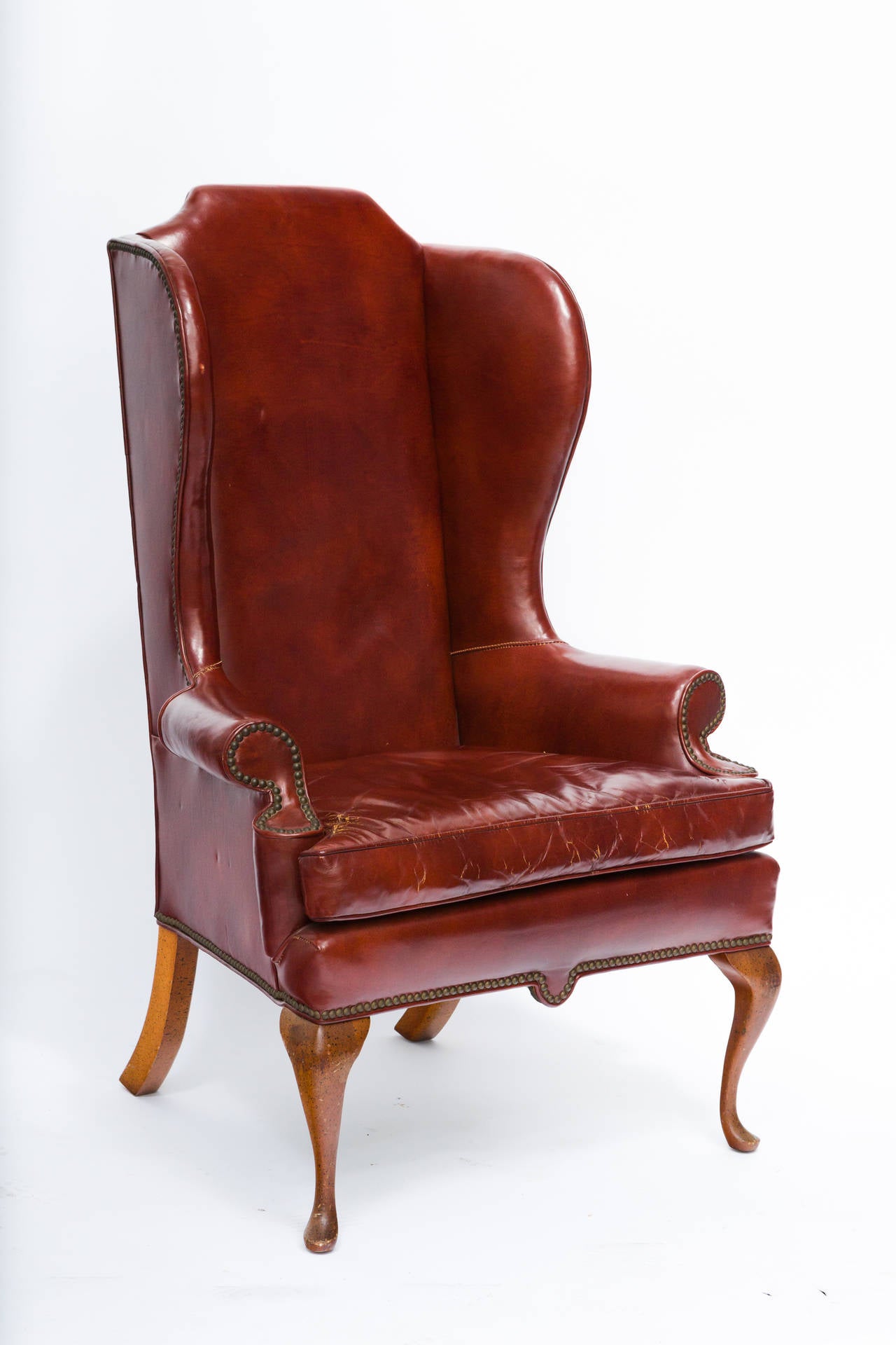 Mid-20th Century Leather Wing Chair