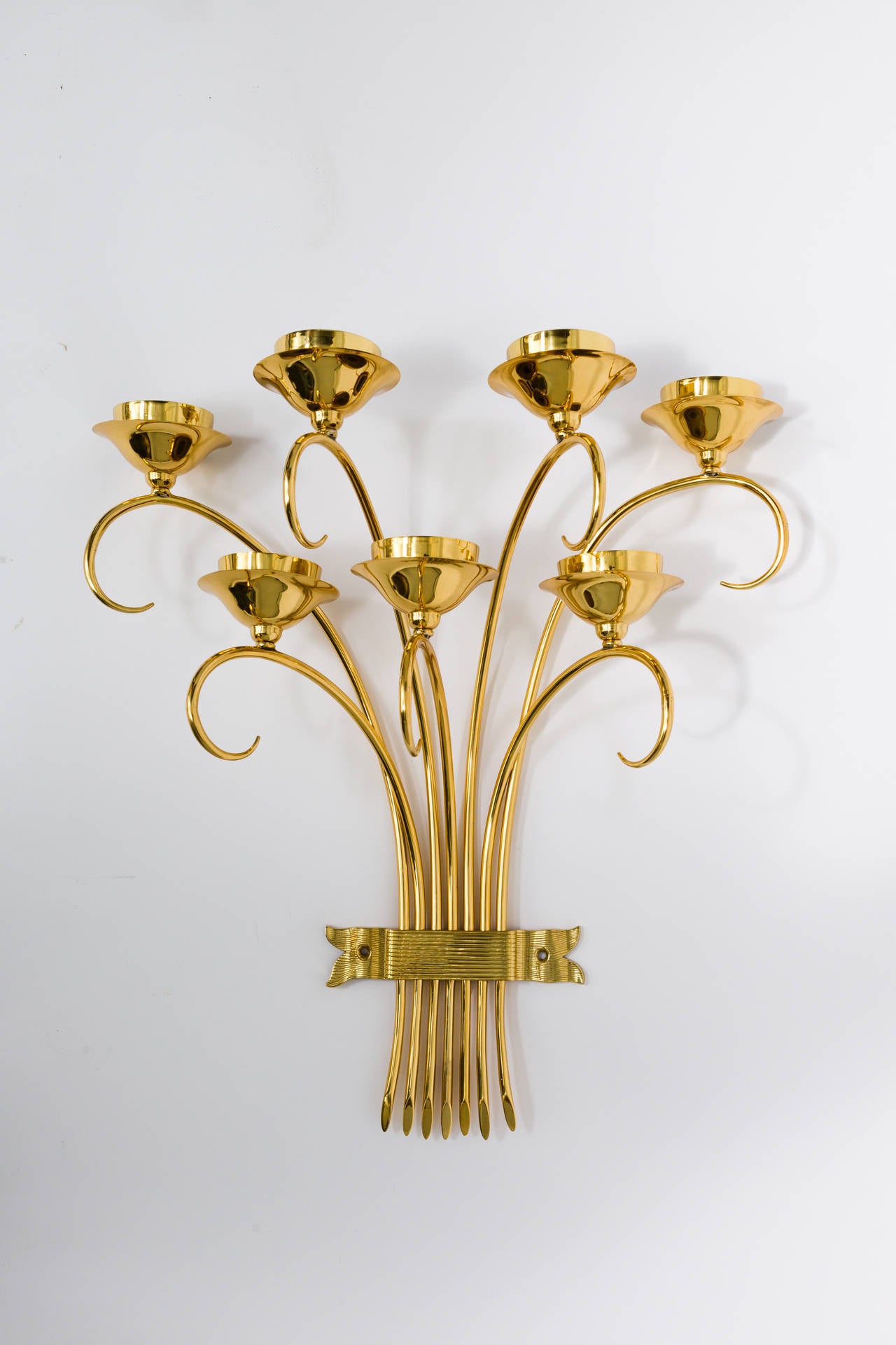 American Brass Sconces Wall Lights in the Manner of Tommi Parzinger For Sale