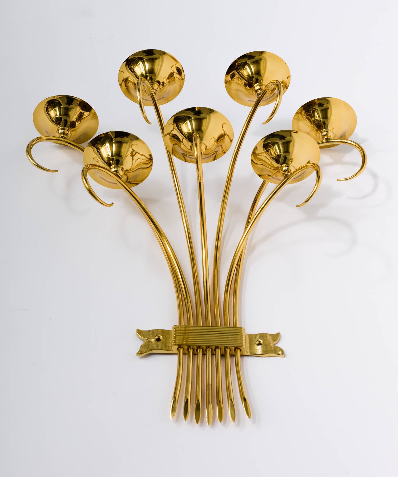 Brass Sconces Wall Lights in the Manner of Tommi Parzinger For Sale 4