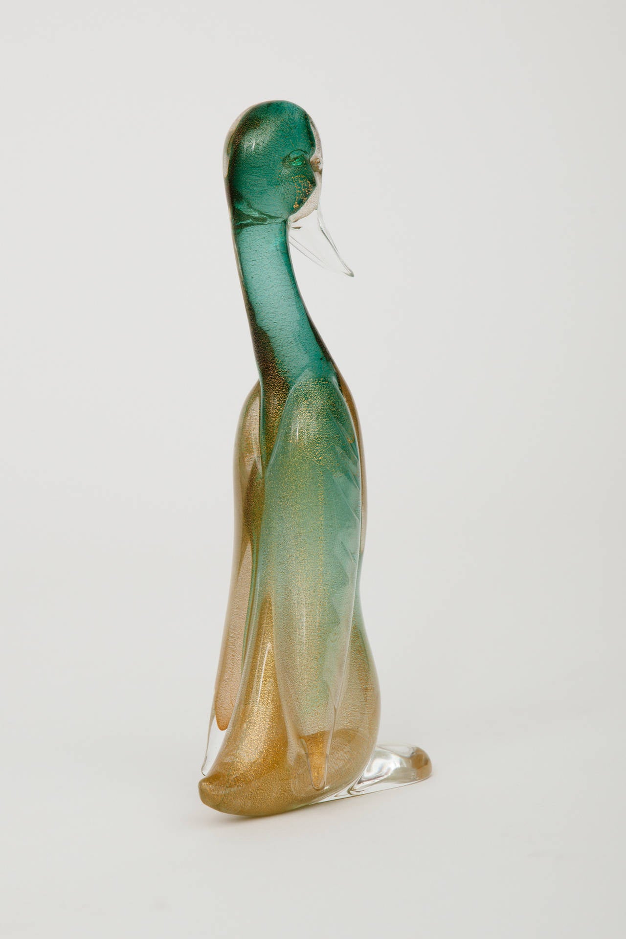 Murano Glass Duck with Gold Leaf In Excellent Condition In Tarrytown, NY